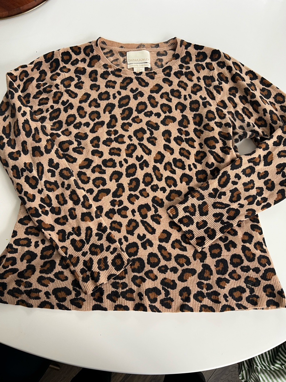 Cynthia Rowley Tan and Black Leopard-Print Sweater